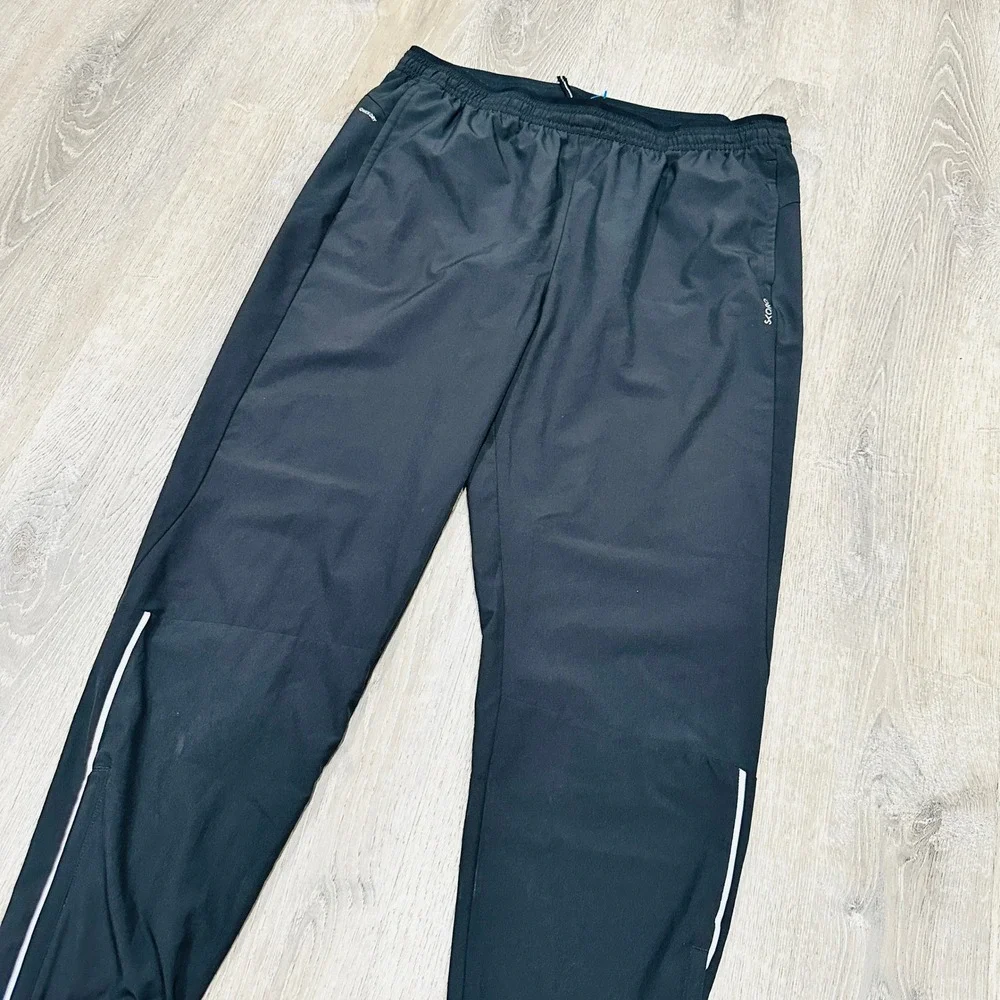 Skora Qwick-Dry Mens Running Pants Black XL Reflective Athletic Joggers Training